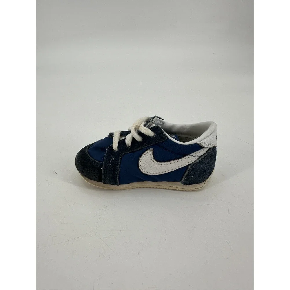 RARE Vintage 80s NIKE Baby Toddler Shoes Blue Suede Sneakers #830305 Size‎ 3.5